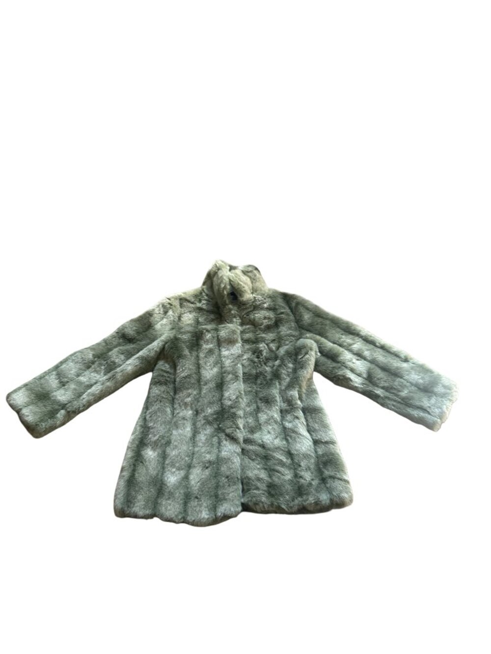 Vintage Newport News Faux Fur Coat Womens Medium M Light Olive Green Y2K NWT